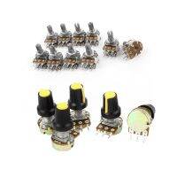 15 Pcs Potentiometers: 10 PCS Dual Knurled Shaft Potentiometer 50K Ohm B50K &amp; 5 PCS 100K Ohm B Type Potentiometer Pot