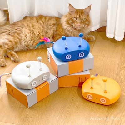 แมวของเล่นไฟฟ้าเลเซอร์ตลกแมวติดแมวแผ่นเสียงชาร์จสมาร์ทตลกแมวตัวเองสวัสดีของเล่นสัตว์เลี้ยงSE4202_GYLBK004