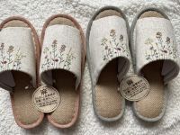 MUJI MUJI exports to Japan summer espadrille light luxury simple womens fresh and exquisite embroidered natural cotton and linen breathable home slippers