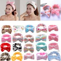 【Ready Stock】 ✵ C18 Levao Elastic Coral Velvet Big Bow Polka Dot Striped Headband Makeup Shower Hairband