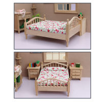 เตียงบ้านตุ๊กตาจิ๋วเตียงตุ๊กตา1:12ขนาดเล็กเตียงคู่สำหรับ1:12บ้านตุ๊กตาสำหรับเป็นของขวัญ