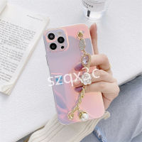 เคสสมาร์ทโฟนสำหรับ VIVO V29 Y78 Y27 V27 V27e Y02 4G Y02A Y02T V25e V25 Pro 5G ใหม่เคสมือถือสีม่วงไล่ระดับสีแบบใหม่พร้อมเคสนิ่มสร้อยข้อมือเพชรน่ารักสำหรับเด็กผู้หญิงเคสโทรศัพท์ซิลิโคน VIVOY78