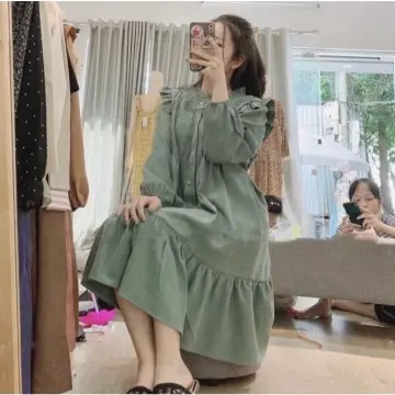 Váy xòe ghi đá cổ tàu - 3669