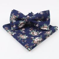 Rose Narrow Bow Tie Handkerchief Set Cotton Textile Flower Paisley Butterfly Pocket Square Printing Floral Classic Skinny Ties Ties