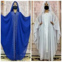 Hot Selling Open Abaya Dubai Turkish Muslim Hooded Dress women Chiffon silver diamond bead luxury cardigan plus Islamic Clothing