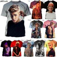 2023ใหม่ฤดูร้อนแฟชั่นสตรีบุรุษจัสติน Bieber ตลก3D พิมพ์ลำลองเสื้อยืด