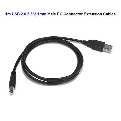 USB DC Cable 5V 12V 5.5mm 2.1mm Jack Male DC to USB Connector Extension Cable 1m For LED Strip Controller Battery Power Bank  Wires Leads Adapters