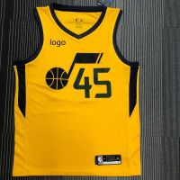 ชุดเครื่องแบบบาสเก็ตบอล Jazz Theme Yellow No. 21 สไตล์คลาสสิก เสื้อกีฬาแขนสั้น ลายทีม NBA Jersey One Piece MHiijl67DNecal29 45 Mitchell แบบแห้งเร็ว