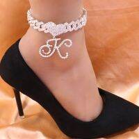 【CW】◎  Fashion Cursive A-Z Initial Anklet Jewelry for Leg Cuban Punk Beach Sandals Gifts