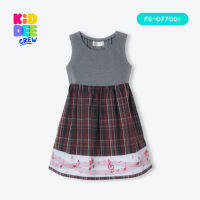 KiddeeCrew ชุดกระโปรงเด็กผู้หญิง สีเทาลายสก็อตแดง  Scottish plaid dress เหมาะสำหรับอายุ 3-10 ปี