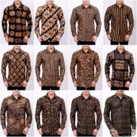 Exclusive Long Sleeve Men Batik Shirt Exclusive Batik Shirt Guys Work Office Stretch Batik 1002