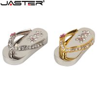 JASTER metal crystal slippers USB Flash drive Memory stick usb Stick 4GB 8GB 16GB 32GB 64GB Pendrives girls gift beauty shoes