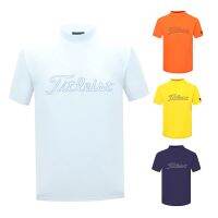 DESCENTE J.L INDEBERG Titleist PEARLYGATES 2022กอล์ฟเสื้อผ้าชายกีฬากลางแจ้งสวมใส่แขนสั้นเสื้อยืดเสื้อโปโลระบายอากาศเหงื่อบอลเสื้อฤดูร้อน