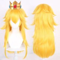 Halloween Women Princess Peach Cosplay Wig Styled Peach Girl Gold Hair Costumes