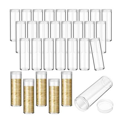 30Pieces Penny Coin Tube Coin Organizer with Screw on Lid for Coin Collection Supplies Bank