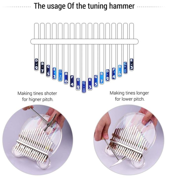 kalimba-17คีย์สำหรับเริ่มต้นเปียโนนิ้วหัวแม่มือเรนโบว์คริลิคเปียโนนิ้วใสคุณภาพสูงพร้อมเคสหนังสือสอนค้อนสติกเกอร์