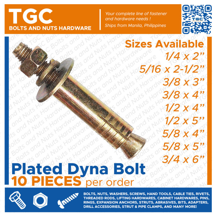 TGC 10PCS Dyna Bolt 1 4 5 16 3 8 1 2 5 8 3 4 Inches Tetanized tgc-10pcs-dyna-bolt-1-4-5-16-3-8-1-2-5-8-3-4-inches-tetanized