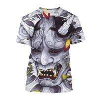 Trendy Fashion Casual Funny 3D Printing Hannya Mens Round Neck Short Sleeve Tops Japanese Korea More style T-Shirt