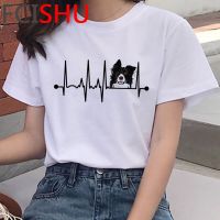 เสื้อยืดผ้าฝ้ายShiba Inu ภาษาฝรั่งเศส Bulldog Border Collie Corgi Pug เสื้อยืดผู้หญิง Streetwear ลำลอง Tumblr ความงามคู่เสื้อผ้า Top Tees