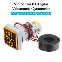 มินิสแควร์ดิจิตอล-แอมป์มิเตอร์ Voltammeter แอมป์มิเตอร์โวลต์มิเตอร์ Cymometer สาม LEDs จอแสดงผลแรงดันไฟฟ้า &amp; Current &amp; ความถี่ที่ระบุมาตรวัด Monitor เมตรแผง AC AC60-500V AC0-100A 20-75Hz