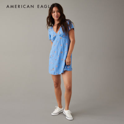 American Eagle Floral Short-Sleeve Mini Dress ชุดเดรส ผู้หญิง มินิ (NWDR 039-7251-400)