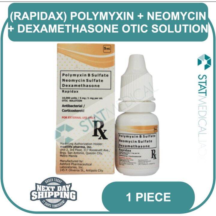 Rapidax Ear Drops 5ml Otic Solution For Pets Humans Polymyxin Neomycin