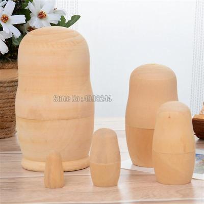 5 Layers 5Pcs Blank Wooden Russian Nesting Dolls Toy Unpainted Matryoshka Doll Diy Paint Skill Training Children Gift