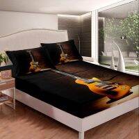 【CW】 Fitted Sheet Music Hip Hop Hippie Musical Instrument Bottom Board Texture Bed Cover