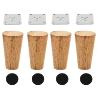 Wood 4 Inch Furniture Legs Set of 4 Round Solid Mid Couch Feet Spare Parts Accessories Legs for Sofa Dresser Cabinet Bed Home DIY