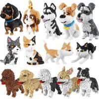 〖Love pets〗 Model Kits Mini Animals Figure Mosse Pet Dog Cat Dinosaur Building Blocks Micro Size Bricks Kids child Gift Toys For Girl