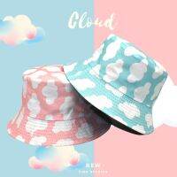 PING STUDIOS bucket hats หมวกบักเก็ต สีฟ้าท้องฟ้าสีขาวรูปแบบเมฆใหม่ชาวประมงหมวกกับชายและหญิงใช้คู่ชามหมวกฤดูร้อนกลางแจ้ง