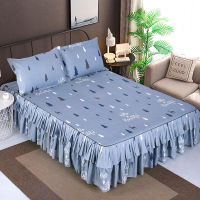 Nordic Romantic Flower Pattern Ruffled Bedspreads Bed Skirt Queen Bed Covers Sheet Home Room Decor Skirt +2pcs Pillowcase F0041