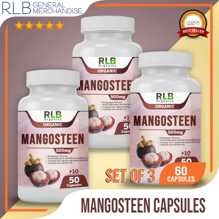 Set of 3 Organic Pure Natural Mangosteen Capsules (60 Capsules