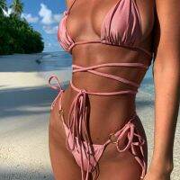 Cikini WomenS Sexy Fashion Bra 2022 New Hot Selling Bikini Three-Point Swimsuit Tie Rope Swimming Pool Wear