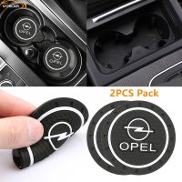 VEHICAR 2PCS Car Accessories Decoration Coaster Water Cup Slot Case Car Bottle Mat For OPEL Anti-Slip Pad Scratch Auto Styling