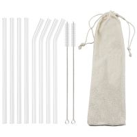 ♈☃ High Borosilicate Glass Straw Set Reusable Eco Friendly Drinking Straw for Smoothies Cocktails Bar Accessories Straws with Brush