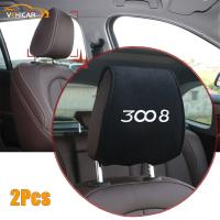 VEHICAR 2PCS Logo Knitting Car Seat Headrest Cover Car Pillow Cover For 3008 Car Headrest Protector Universal Car Accessories Seat Cushions