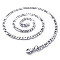 Jewelry Men Chain Stainless Steel Armor chain Necklace Silver Width 5mm