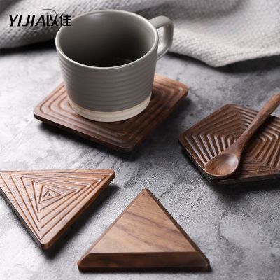 【CW】 Wood Durable Coasters Placemats geometr Resistant Drink Table Cup Non-slip cup mat insulation pad