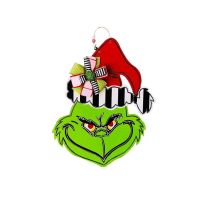 Welcome Sign Funny Grinch Welcome Front Door Sign Wreaths Wooden Hanging Plaque Decoration Porch Decor Wall Garland Pendant