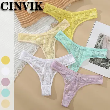 CINVIK Womens Full Lace Seamless Thong Sexy Hollow Out String