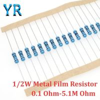 50PCS 1/2W 0.5W 1 Metal Film Resistor 0.1 Ohm-5.1M Ohm 148 Value Metal Film Resistor