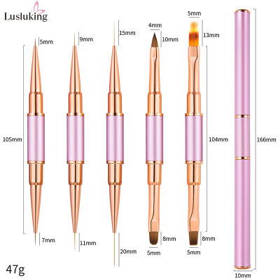 Lusluking ชุดพู่กันแต่งเล็บเล็บ5ชิ้น,ชุดพู่กันแต่งเล็บเล็บเจล UV วาดเขียนสองด้านปากกาทำเล็บแบบมัลติฟังก์ชัน