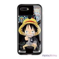 เคสมือถือเคสโทรศัพท์เคส OPPO F9/Realme U1/A7X/F9 Pro เคสโทรศัพท์หรูหรา Soft EDGE อะนิเมะ OnePiece Luffy Glossy ปลอกกระจกเทมเปอร์กันกระแทกฝาหลังกรณี