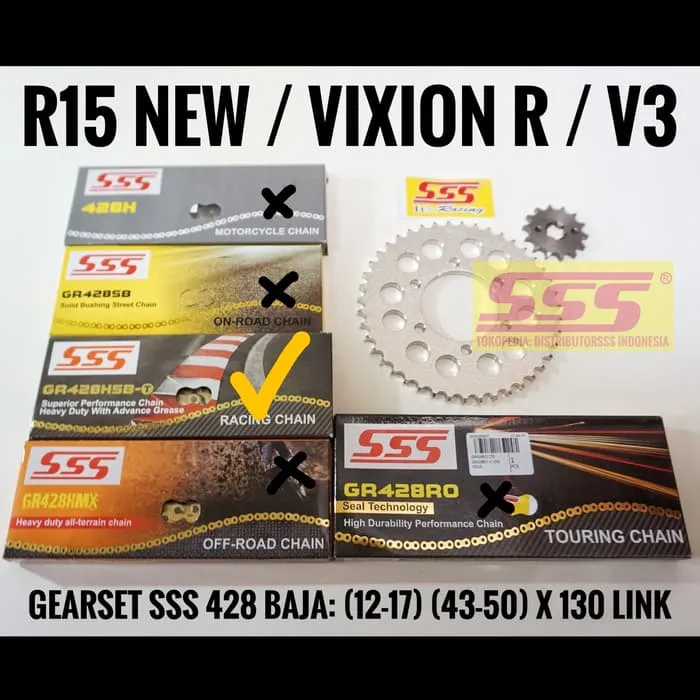 Gearset Girset Gir Set Sss R V Vixion V Rantai Sss Gold Hsbt Lazada Indonesia