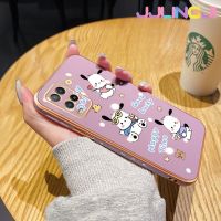 Jjlingji เคสสำหรับ OPPO A54 4G A74 5G A55 4G เคสการ์ตูนโชคดี Pochacco ขอบด้านข้างเคสโทรศัพท์กันกระแทกสี่เหลี่ยมจัตุรัสนุ่มรูปแบบดั้งเดิมกรอบหลังเต็มรูปแบบเคสป้องกันกล้อง