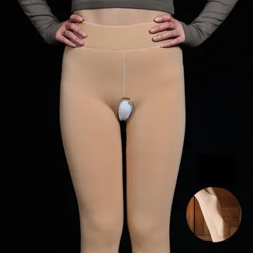 Women Sheer Silky Shiny Glossy Trousers Pants Zipper Open Crotch Skinny  Leggings