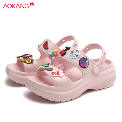 *AOKANG รองเท้าแตะใหม่สําหรับผู้หญิง รองเท้าแตะสไตล์เกาหลีพื้นหนาแฟชั่น รองเท้าแตะลําลอง รองเท้าแตะชายหาด รองเท้าแตะสวยๆ รองเท้าแตะผญ