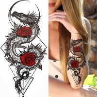 【YF】 Waterproof Temporary Tattoo Sticker Flash Dragon Eagle Deer Skull Rose Fake Tatoos  Body Art Arm Sleeve Tatto Women Man Totem