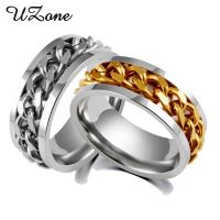 UZone Stainless Steel Men Spinner Ring Punk Rock Chain Rotable Rings For Women Accessories Gift